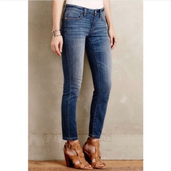 Pilcro and the Letterpress Denim - Pilcro and the Letterpress Stet Fit- Skinny Blue Jeans with Subtle Fading